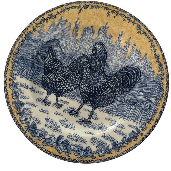 Vintage American Atelier Rooster Toile 5063 Plates - Set Of 4 - Picture 1 of 5